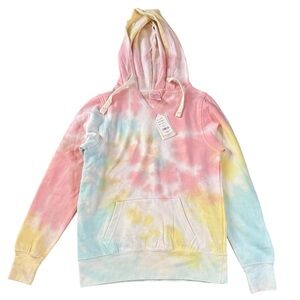 Pastel Tie-Dye Pullover Hoodie - Pink, Blue & Yellow